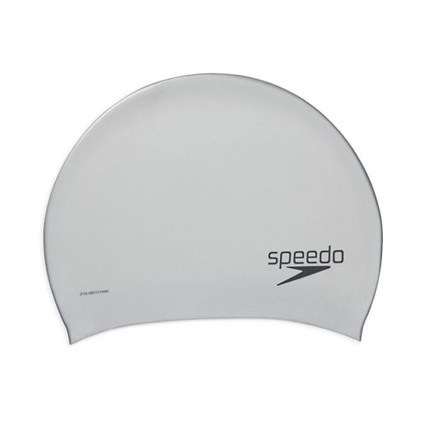 Speedo Silicone Long Hair Cap In Silver Small